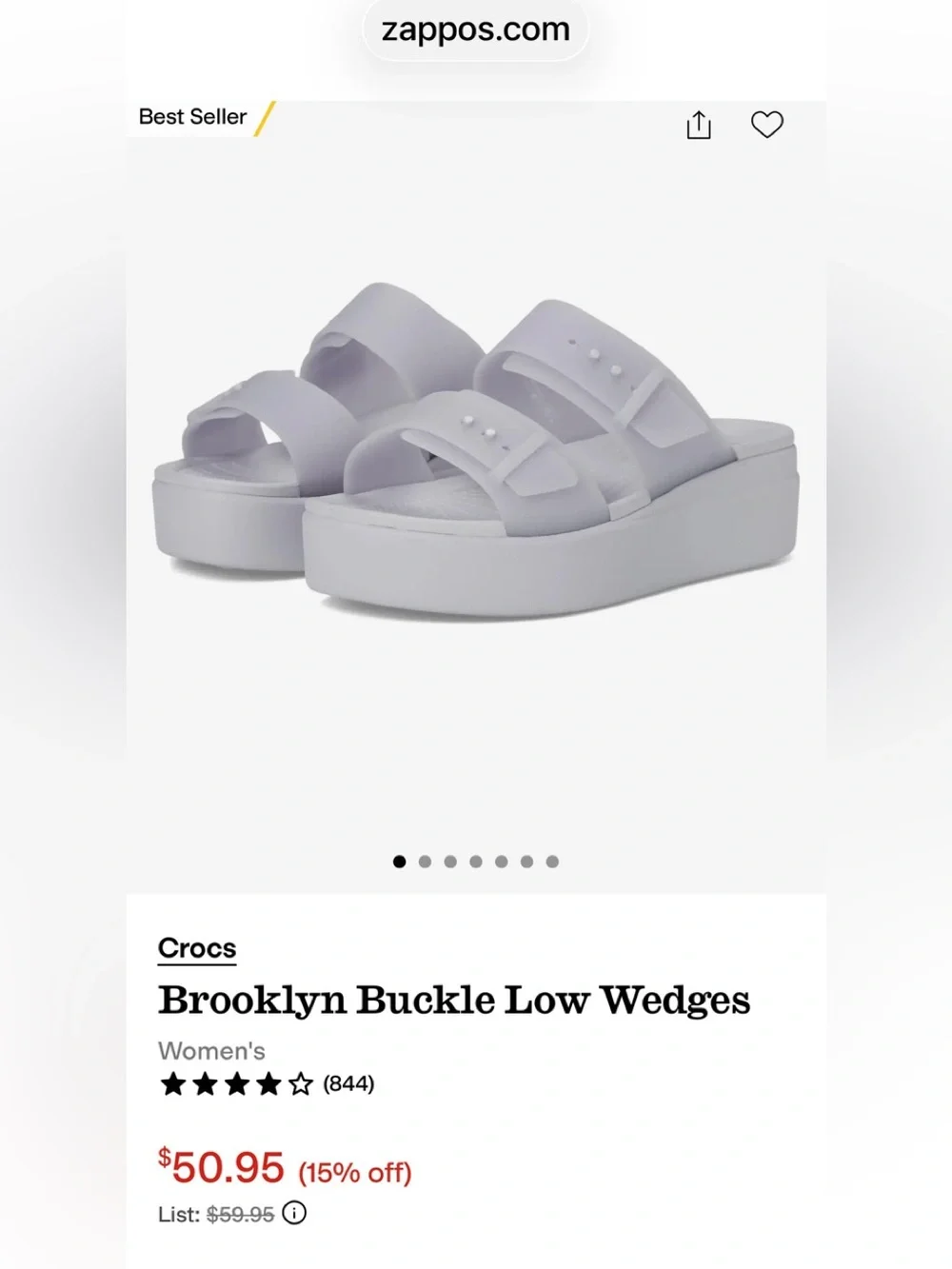 CROCS Kids Brooklyn Buckle Frosted Wedge Sandals - Light Lavender